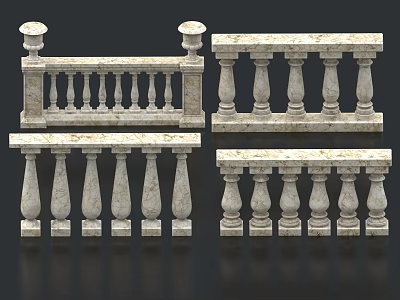 Classical Stone Balustrade Designs With Ornate Balusters And Traditional Architectural Details 3d model