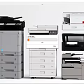 Various Office Appliances Including Multifunction Printers Copiers And Scanners In Different Sizes 3d model