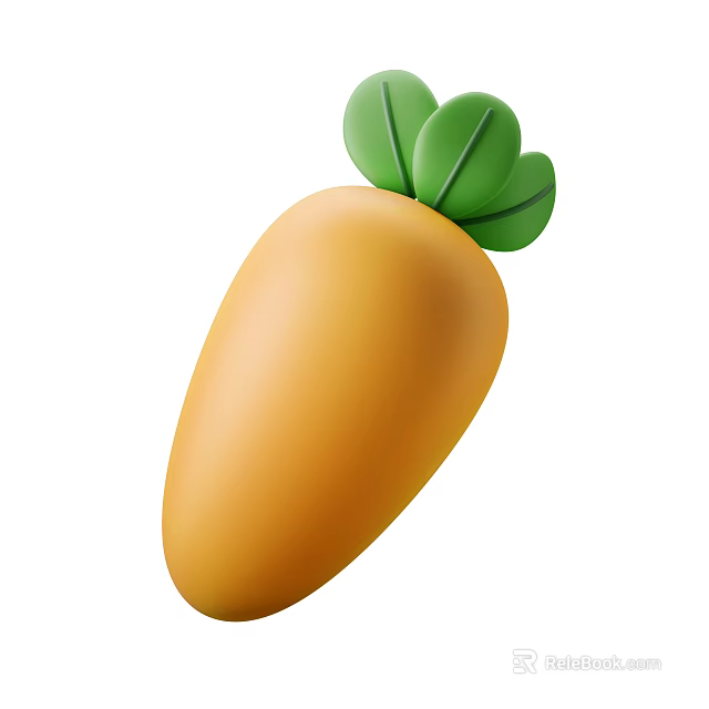 Vibrant Fresh Orange Carrot with Green Leafy Tops Healthy Vegetable 3d model 