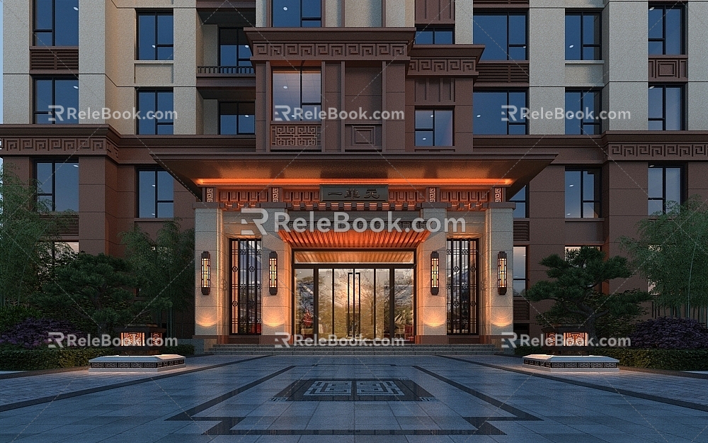 New Chinese-style gate foyer 3d model