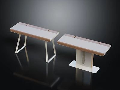 Modern Tables Featuring Light Top White Metal Legs Crossed And Square Base On Dark Background 3d model