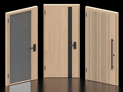 Wooden Sliding Doors Featuring Grid Design Vertical Stripe And Minimalist Style 3d model