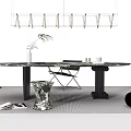 French Dining Table and Chair Combination Dining Table and Chair Tableware Dining Table 3d model