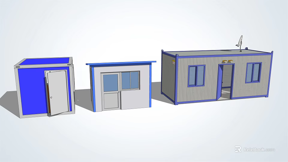 Construction Site Temporary Buildings With Container Based Structures Doors Windows And Antennas 3d model