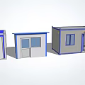 Construction Site Temporary Buildings With Container Based Structures Doors Windows And Antennas 3d model
