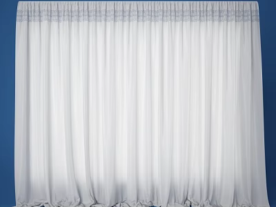 White Sheer Curtains With Pleated Top Flowing Design For Home Window Decor 3d model