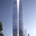 Tall Modern Office Building Exterior With Diamond Shaped Glass Curtain Wall Design