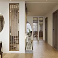 Traditional Chinese Tea Club Interior With Wooden Bookshelves Tea Sets And Calligraphy Scrolls