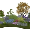 Flower Bed Planters With Colorful Blooms Trees Shrubs And Lush Green Lawn Design
