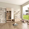 Cat Furniture Setup In Room With Wooden Flooring And Large Window View