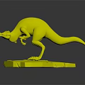 3D Character Dinosaur Model With Orange Brown Skin Sharp Teeth Standing On Rock Platform 3d model