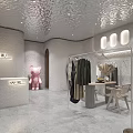 Modern Clothing Store Interior With Display Racks Mannequins And Lights