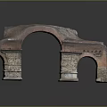 Ancient Stone Arch Scenery With Reddish Brown Bricks Stone Base And Gray Gradient Background 3d model