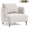 Beige Modern Leisure Chair With Plush Back Cushion And Black Metal Legs