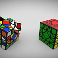 Colorful Rubik's Cubes With Chinese Fu Symbol Solved And Scrambled Patterns