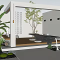 Modern Courtyard Garden Design With Lush Plants Ambient Lighting And Cozy Seating Area