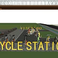 Modern Roadside Cycle Station With Bicycle Parking And Shelter Facilities