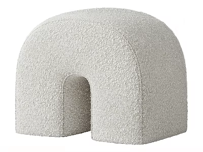 Light Gray Modern Sofa Stool With Soft Textured Fabric And Arched Design 3d model