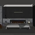 Modern Bedroom Interior Design With Dark Wall Paneling King Size Bed Nightstands And Area Rug