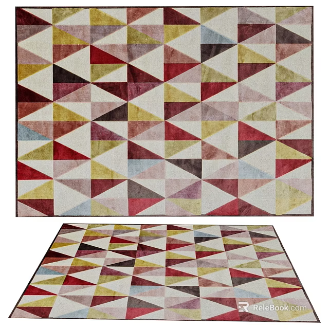 Multicolored Geometric Triangle Patchwork Style Rug With Vibrant Patterns For Home Decor 3d model 