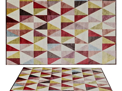 Multicolored Geometric Triangle Patchwork Style Rug With Vibrant Patterns For Home Decor 3d model