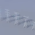 High Voltage Electricity Pylons With Steel Structure And Transmission Lines