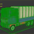 Blue And Beige Toy Truck With Red Accents And Cargo Area
