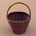 Handwoven Wicker Basket with Sturdy Handle for Home Storage Natural Brown Weave Design