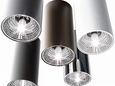 Modern Stylish Downlights And Spotlights With Cylindrical Metal Design In Black White Brown 3d model