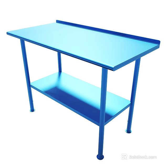 Blue Metal Workbench With Lower Shelf For Utility Use In Workshop 3d model 