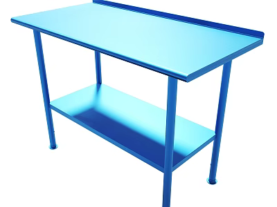 Blue Metal Workbench With Lower Shelf For Utility Use In Workshop 3d model