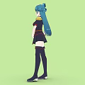 Anime Woman With Blue Hair Ponytail Gold Epaulettes And Dark Uniform