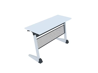 Sleek White Desk With Metal Frame Mesh Panel And Stable Base For Home Office 3d model