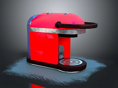 Red Modern Espresso Coffee Machine With Black Base And Metallic Accents 3d model