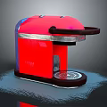 Red Modern Espresso Coffee Machine With Black Base And Metallic Accents