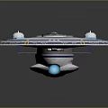 Futuristic Disc Shaped Spaceship With Blue Engine Wings And Circular Bottom Details