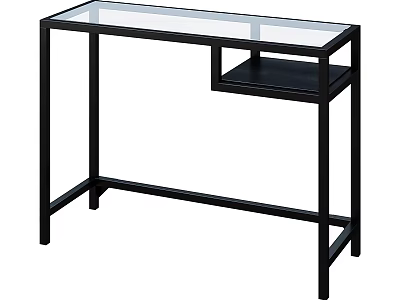 Modern Console Table With Glass Top And Lower Shelf Design 3d model