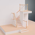 Indoor Wooden Staircase Design With White Balusters Handrail And Landing Platform