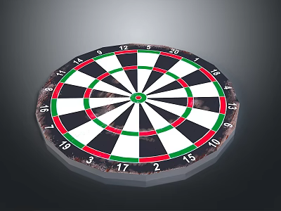 Darts As Weapon Featuring Circular Target Board With Colorful Design And Numbered Sections 3d model
