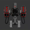 Mechanical Weapon Structure With Red Lights And Multi Armed Turret Design 3d model