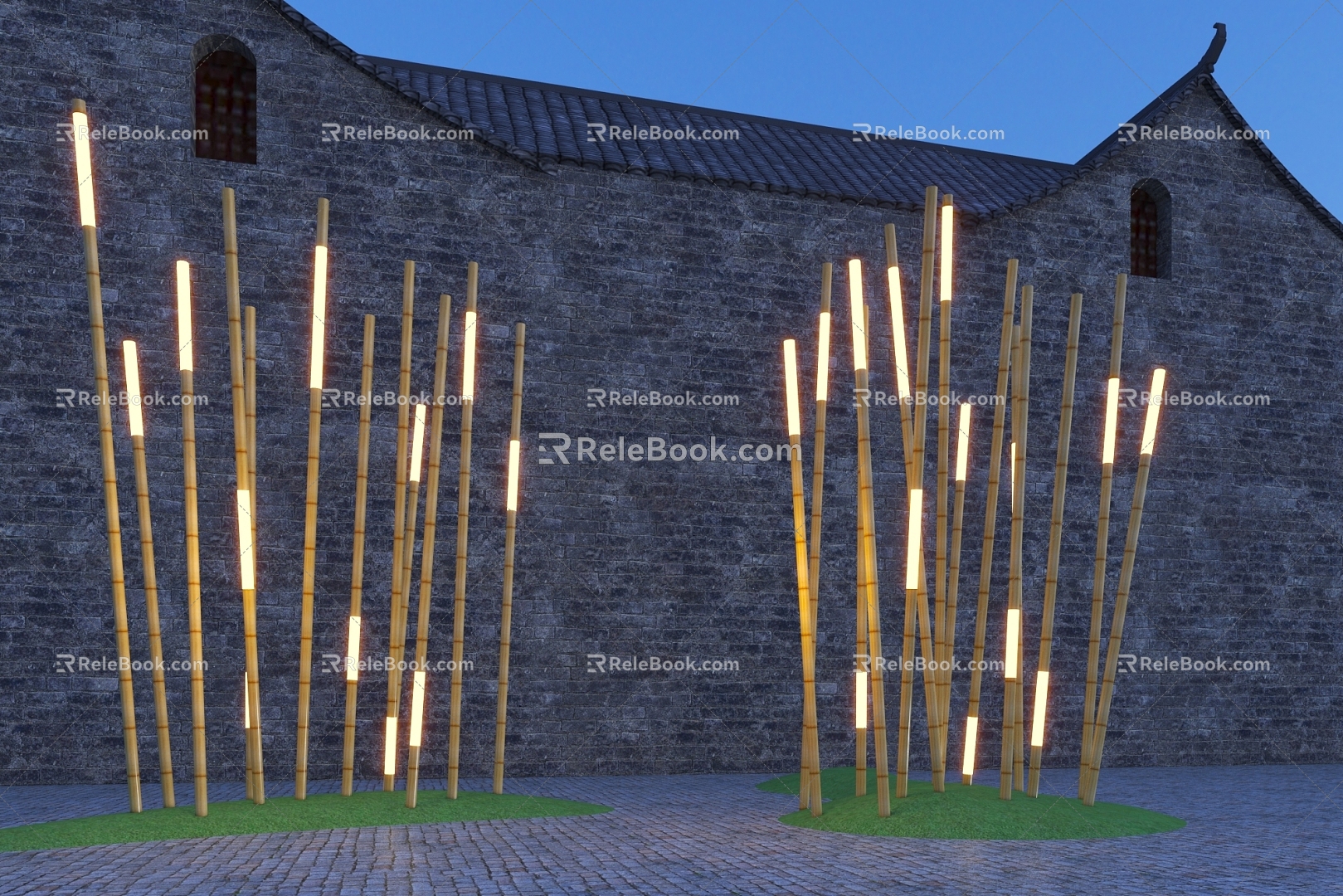 New Chinese Style Modern Landscape Lamp Modeling Bamboo Landscape Lamp Bamboo Art Device 3d model