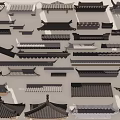 Traditional Chinese Architectural Components With Various Roof Tiles And Eave Structures 3d model