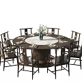 Elegant Round Dining Table Set With Eight Chairs Vase And Tableware 3d model