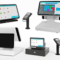 Modern Commercial Equipment Including POS Systems Touchscreen Terminals Cash Drawers And Barcode Scanners