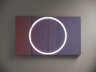 Modern Stylish Wall Decor With Illuminated LED Ring And Purple Red Panels 3d model