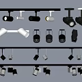 Downlights and Spotlights Various Styles Track Ceiling Mounted Black White LED Lighting 3d model
