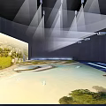 Sand Table Model Exhibition With Urban Landscape And Projection Lighting Setup