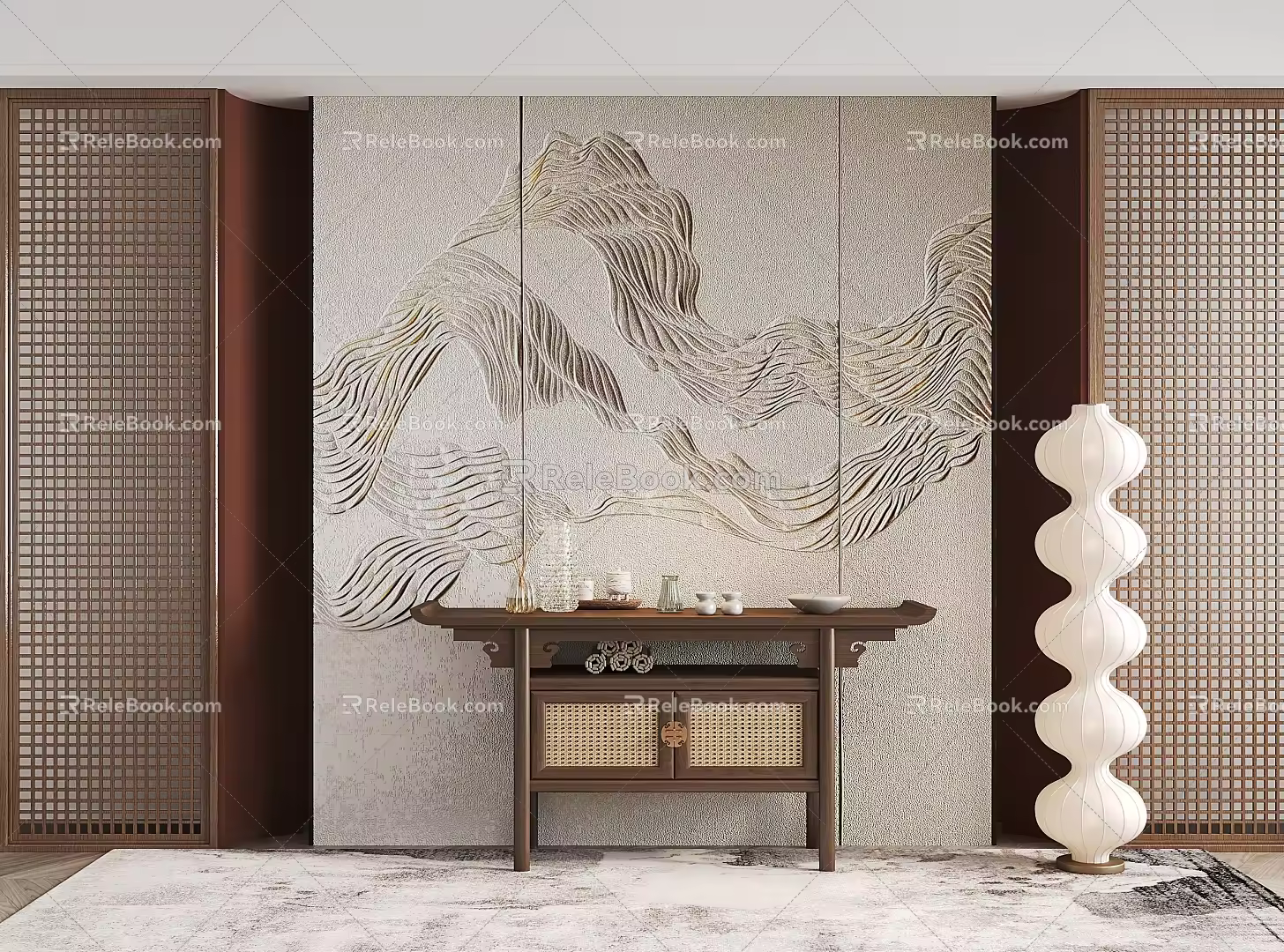 New Chinese-style end view cabinet 3d model