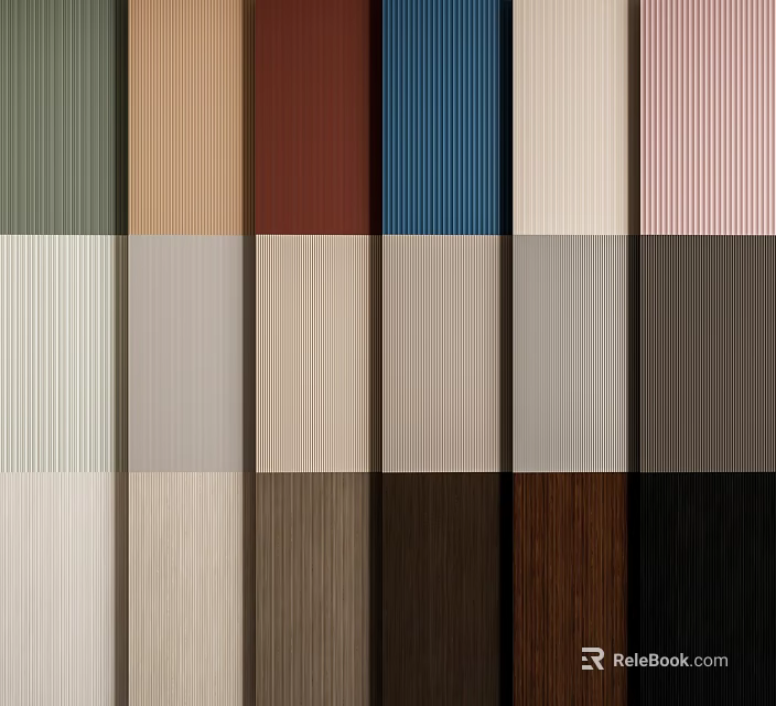 Various Colored Wall Panels with Different Textures and Finishes for Interior Design 3d model 