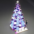 Festive Christmas Photo Spot With Stacked Transparent Cubes Blue Sphere Decorations And Top Star
